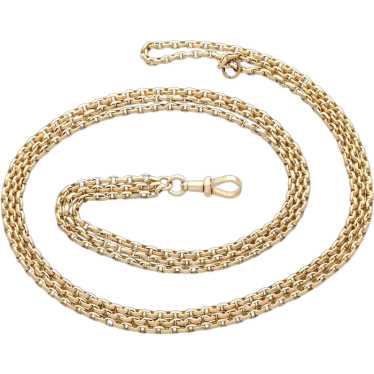 Antique 9k Yellow Gold Longuard Chain Necklace Ci… - image 1