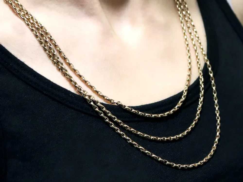 Antique 9k Yellow Gold Longuard Chain Necklace Ci… - image 8