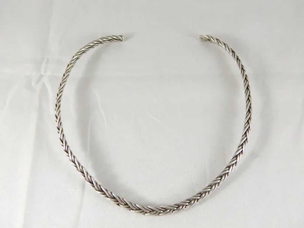 Vintage Sterling Silver Woven Collar Necklace - image 10