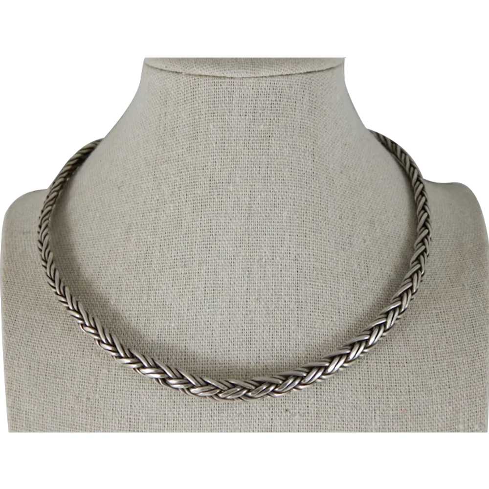 Vintage Sterling Silver Woven Collar Necklace - image 1