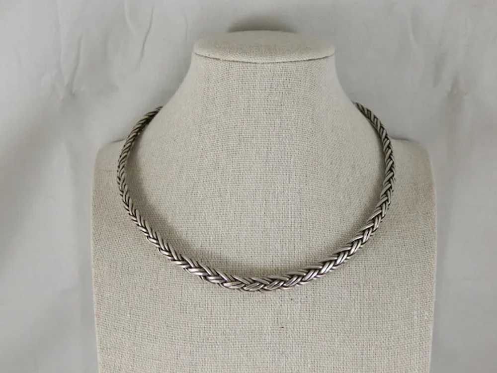 Vintage Sterling Silver Woven Collar Necklace - image 3