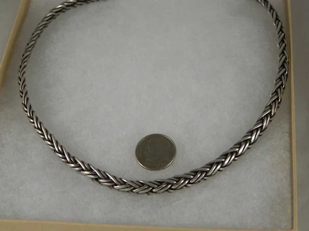 Vintage Sterling Silver Woven Collar Necklace - image 4