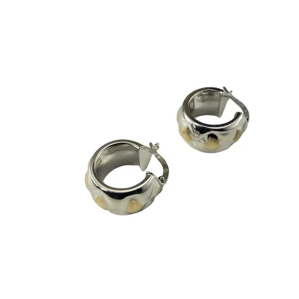 14 Karat Yellow and White Gold Hoop Huggie Earrin… - image 5