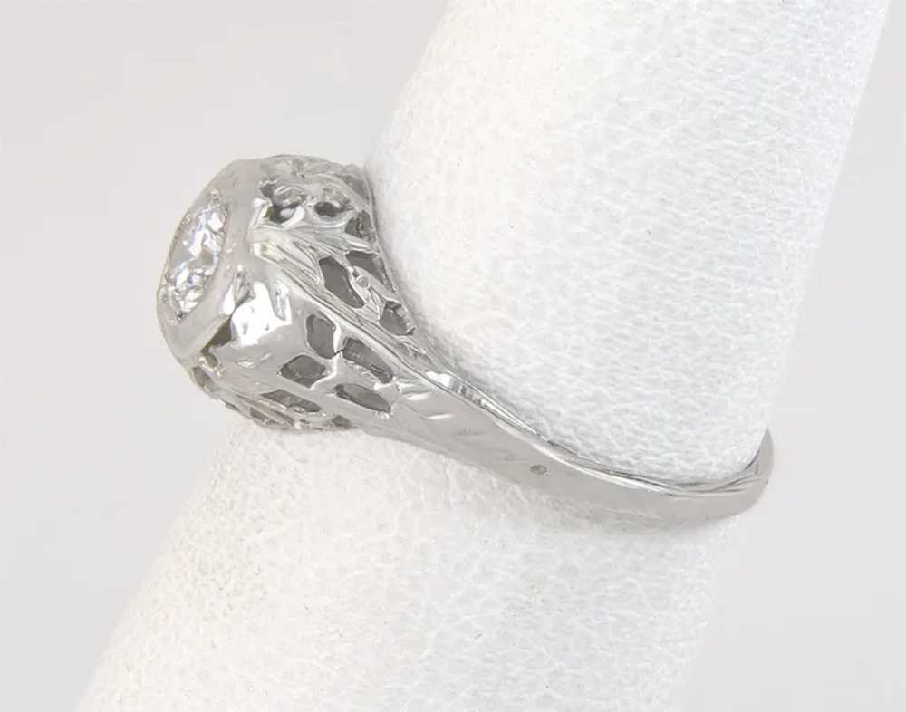 Antique Art Deco .26ct Diamond 14K White Gold Flo… - image 3