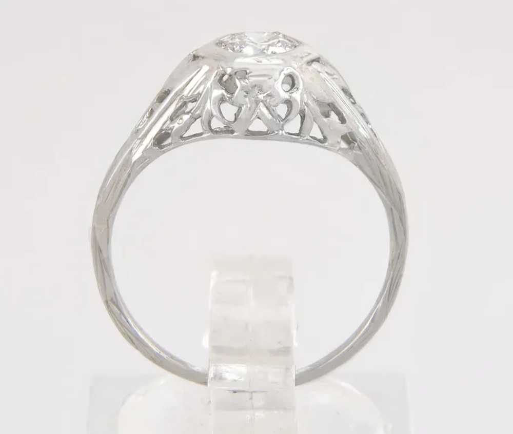 Antique Art Deco .26ct Diamond 14K White Gold Flo… - image 4