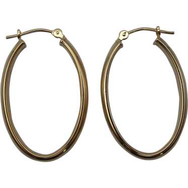 Classic Half Round Oval Hoops, 14k yellow gold