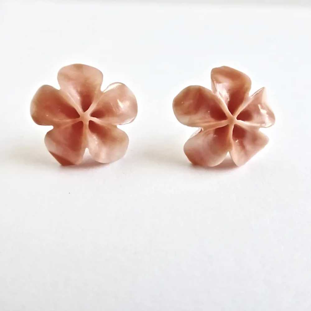 Pink Coral Hand carved 5 Petal Plumeria (Frangipa… - image 6