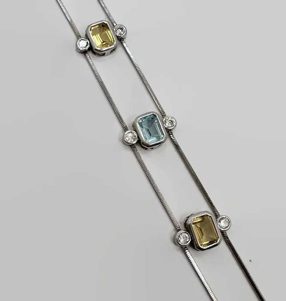 Gemstone Bracelet, Blue Topaz, Citrine, CZ, Sterl… - image 4