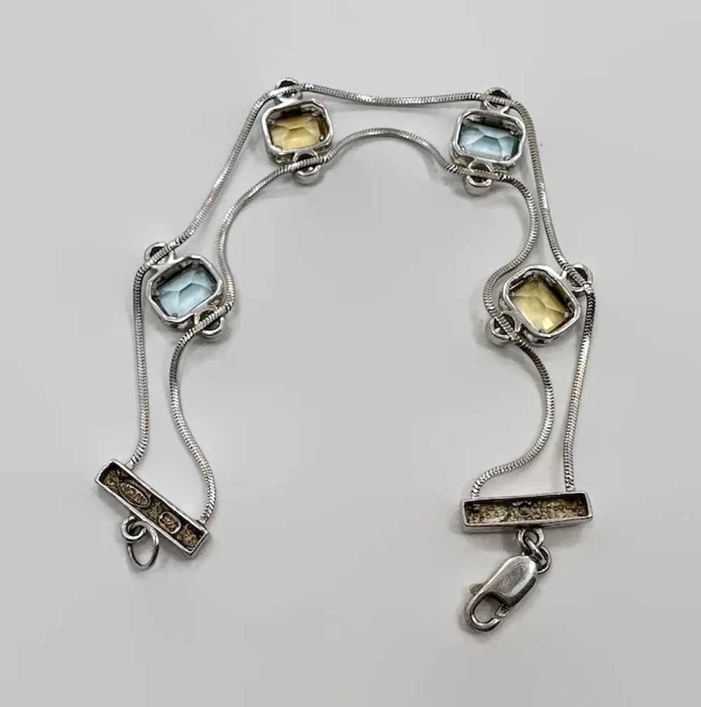 Gemstone Bracelet, Blue Topaz, Citrine, CZ, Sterl… - image 5