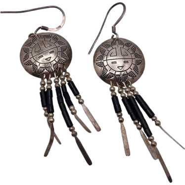 Native American Sterling Silver and Onyx Concho T… - image 1