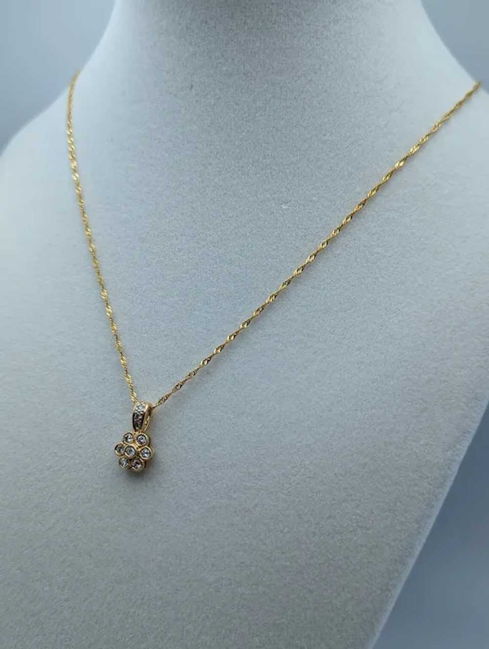 14k Flower .25ctw Diamond Pendant Necklace 17.5".… - image 5