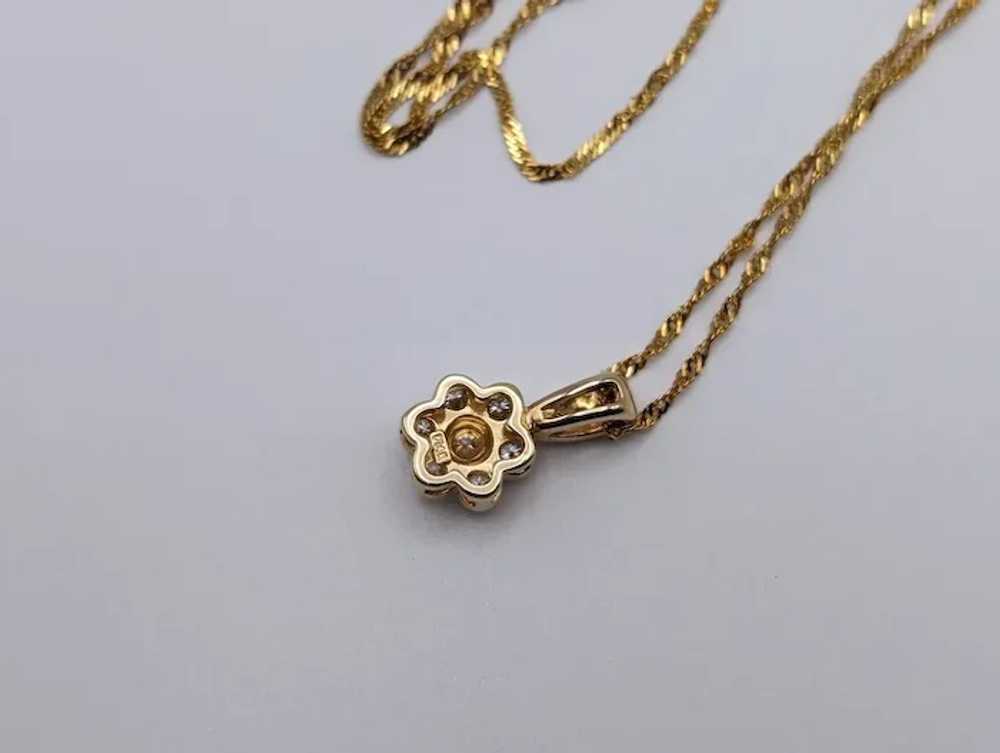 14k Flower .25ctw Diamond Pendant Necklace 17.5".… - image 8