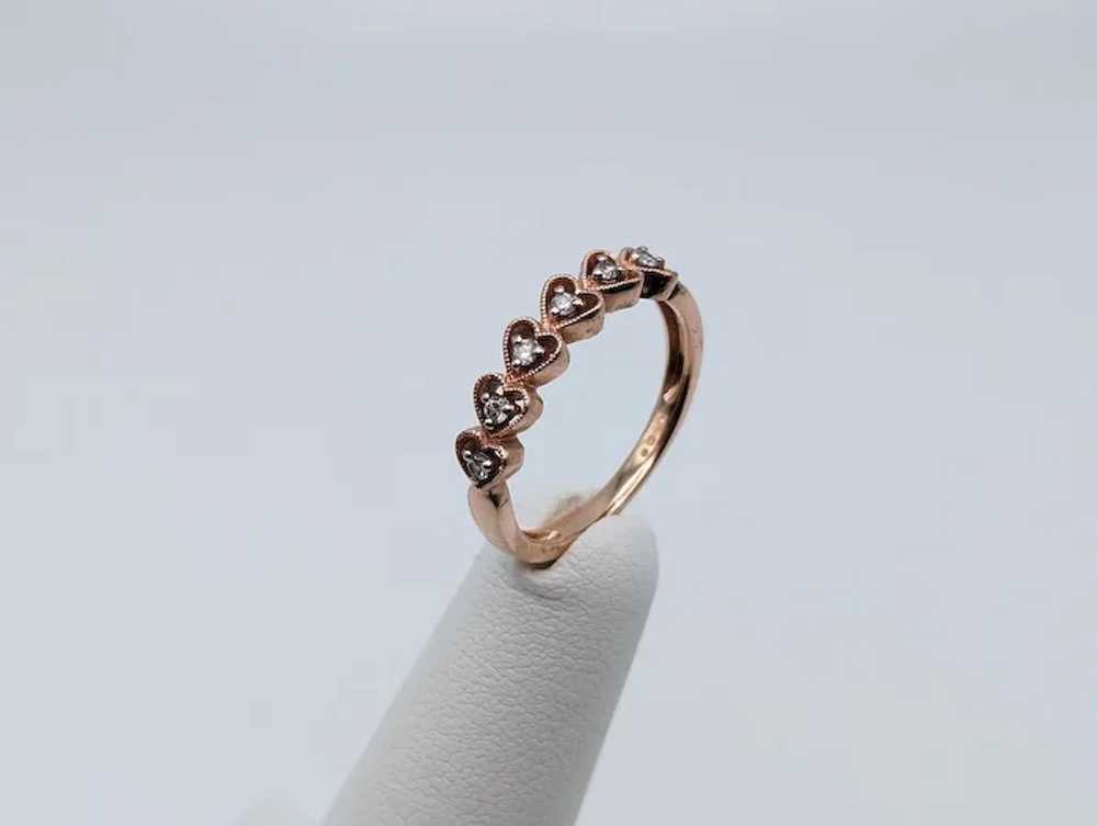 10K Rose Gold Diamond Heart Band Ring 2.5g Sz 6 3… - image 4