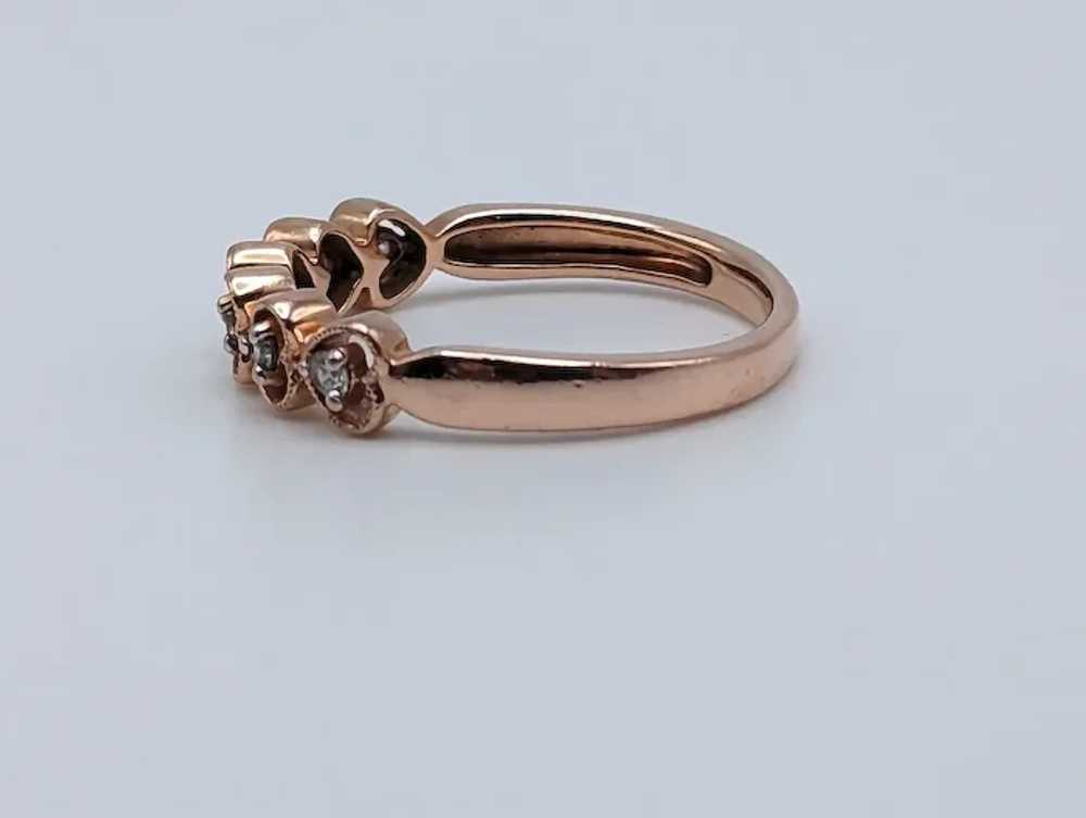 10K Rose Gold Diamond Heart Band Ring 2.5g Sz 6 3… - image 5