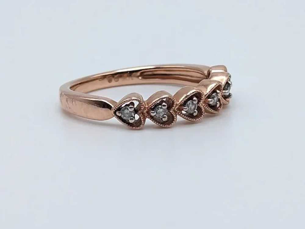 10K Rose Gold Diamond Heart Band Ring 2.5g Sz 6 3… - image 6