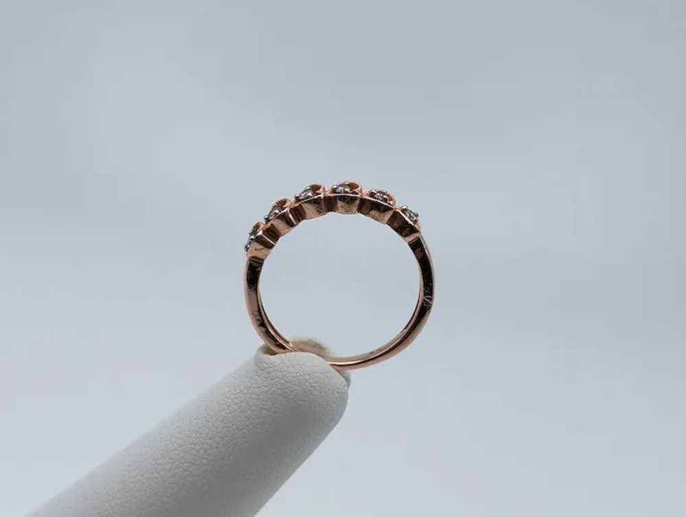 10K Rose Gold Diamond Heart Band Ring 2.5g Sz 6 3… - image 8