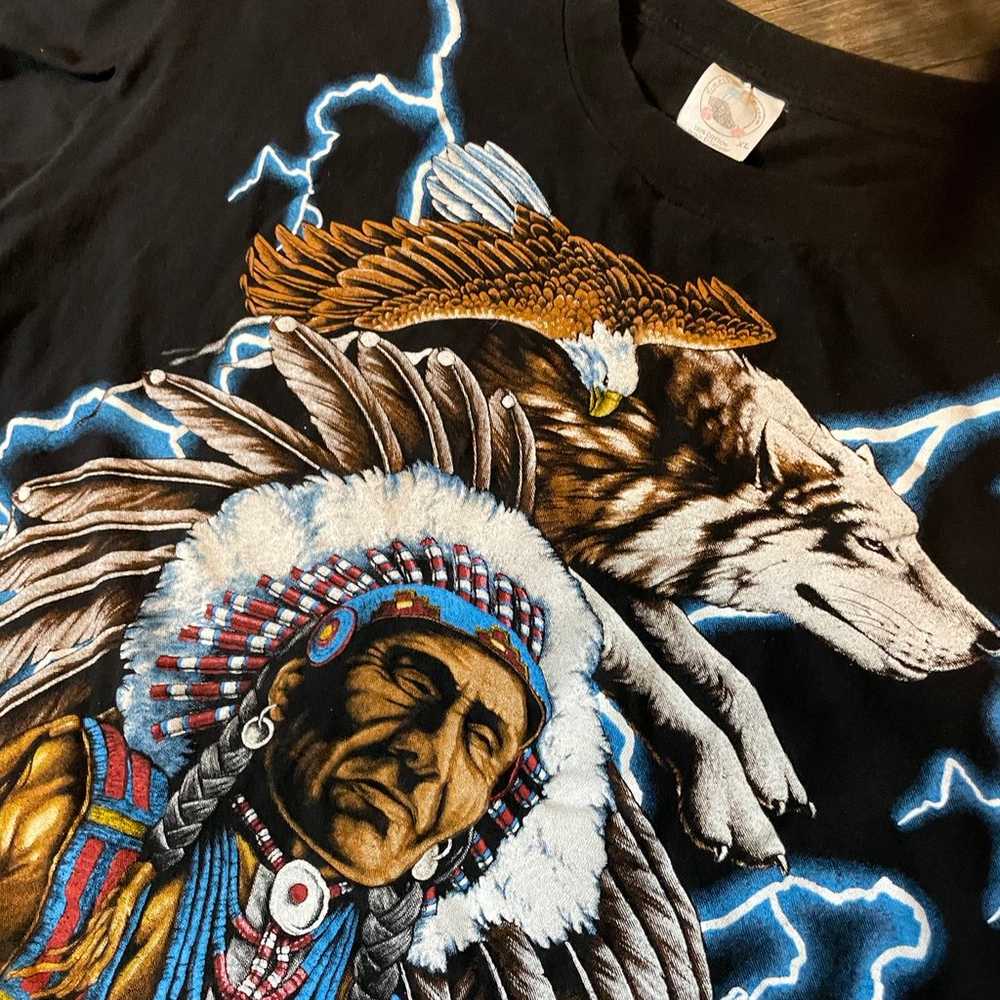 Rare America Thunder Vintage Native American t-sh… - image 5