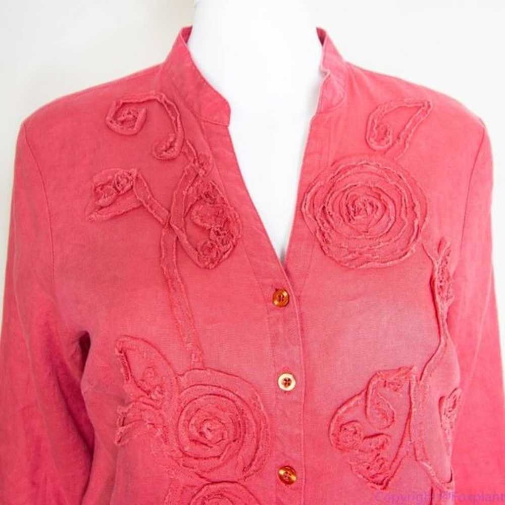 Carole Little 100% linen floral embellishment pin… - image 2