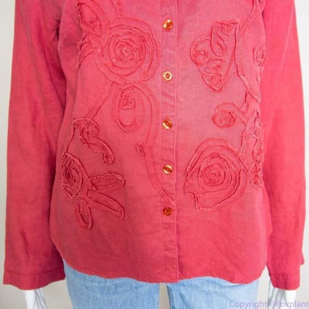 Carole Little 100% linen floral embellishment pin… - image 3