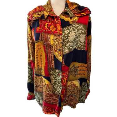 Vintage Corey B New York Silk Blouse Womens 12 Ba… - image 1