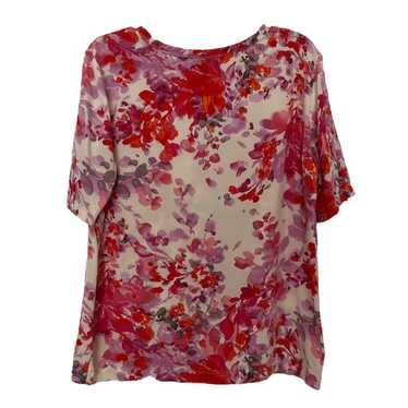 St. John Floral Silk Top Pocket Short Sleeve Blou… - image 1