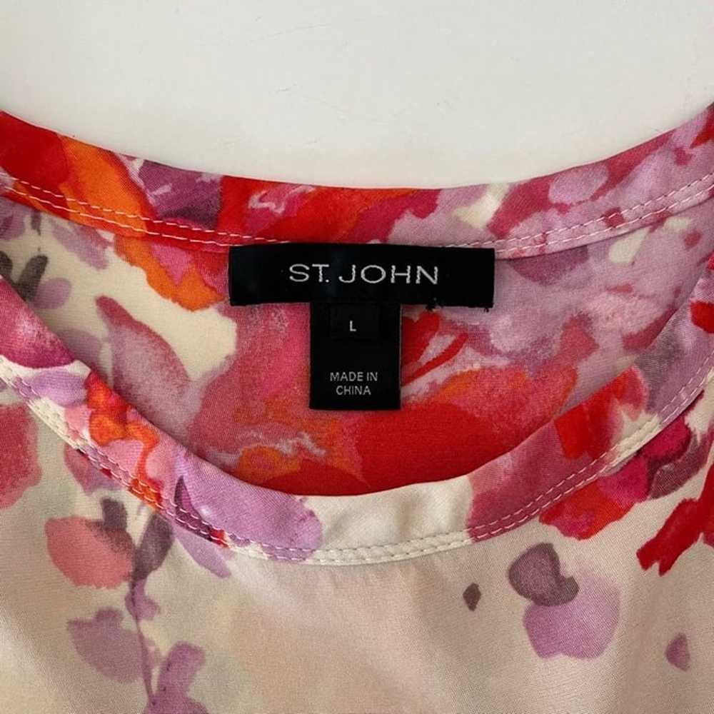 St. John Floral Silk Top Pocket Short Sleeve Blou… - image 7