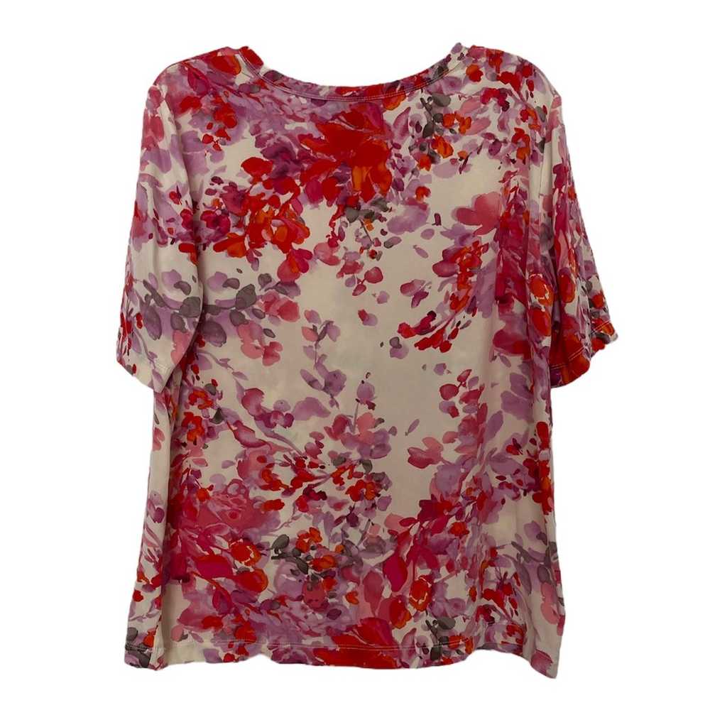 St. John Floral Silk Top Pocket Short Sleeve Blou… - image 9