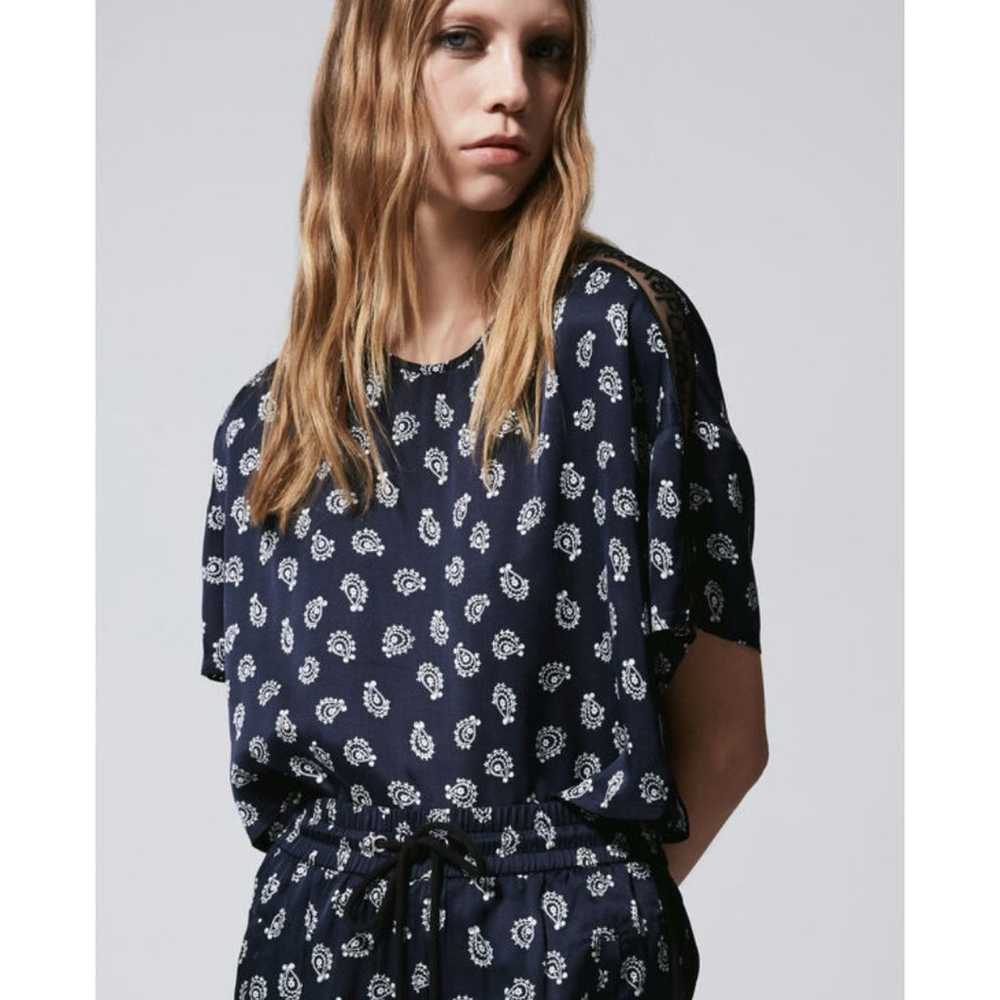 The Kooples Printed Navy Blue Top with Lacing - image 1