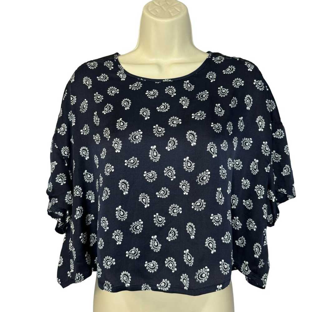 The Kooples Printed Navy Blue Top with Lacing - image 2
