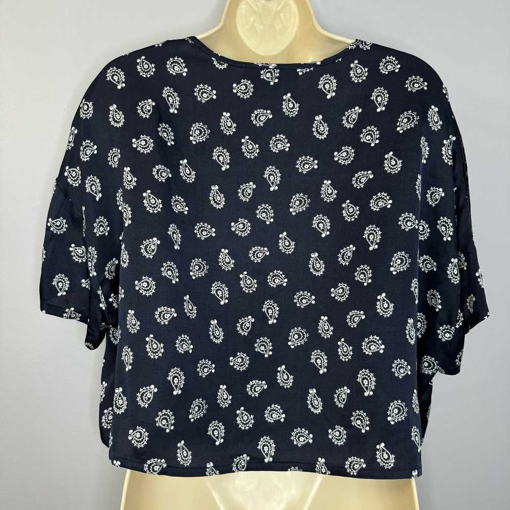 The Kooples Printed Navy Blue Top with Lacing - image 4
