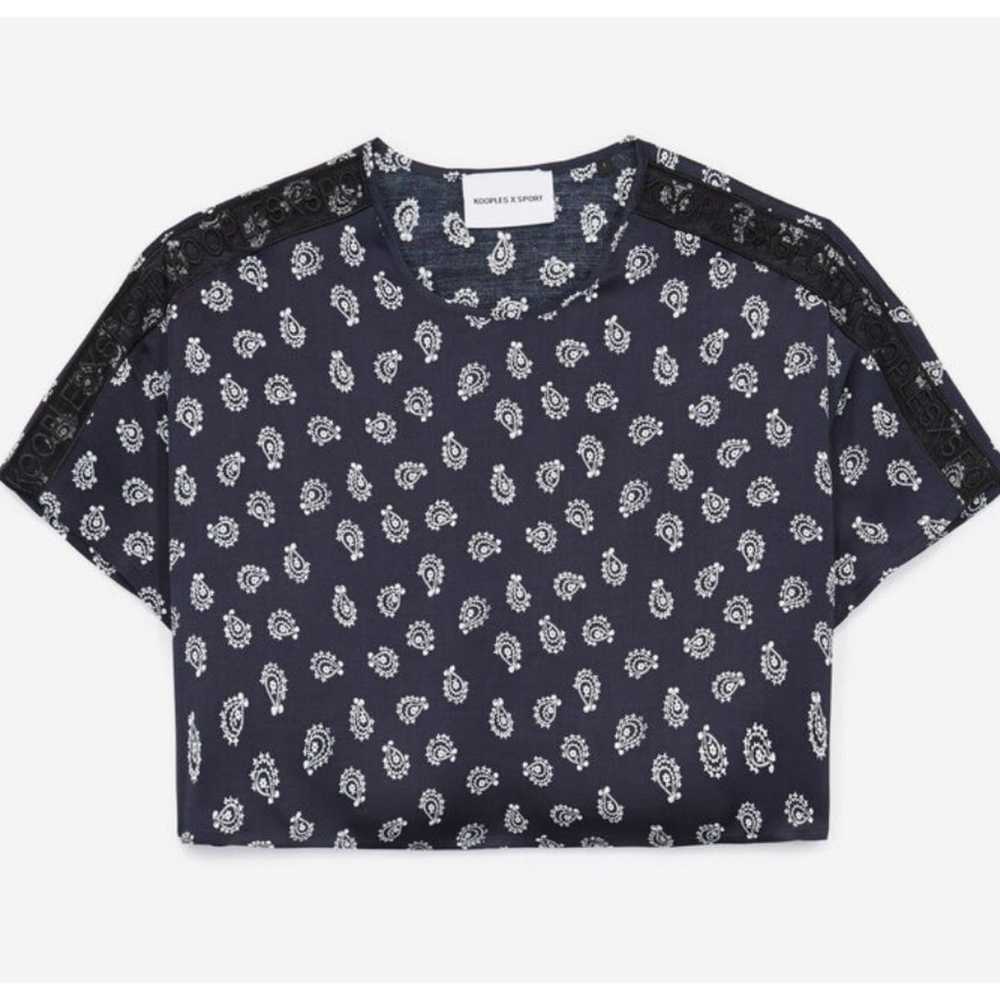 The Kooples Printed Navy Blue Top with Lacing - image 6