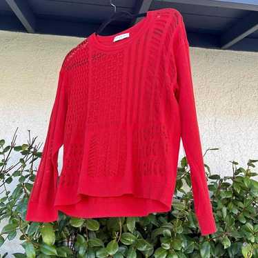 Sandro Paris NWOT Knit Long Sleeve Top Red Womens 