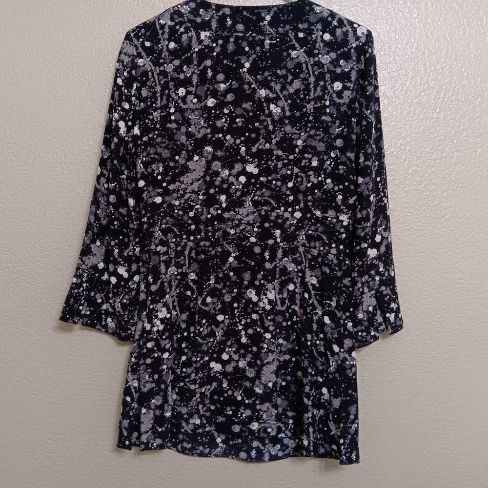 Tory Burch Black Gray White Silk Splatter Popover… - image 3