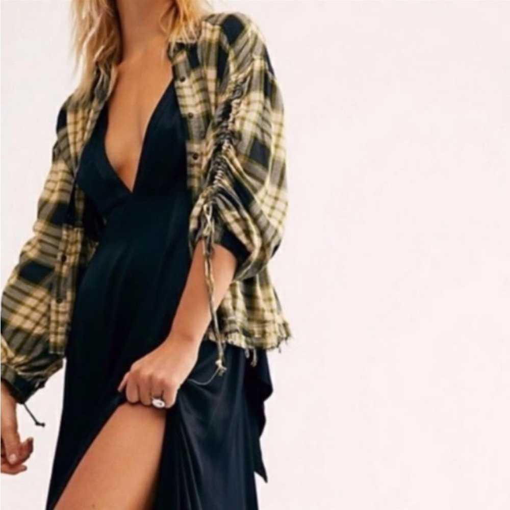 Free People We The Free Black and Green Plaid Pac… - image 2