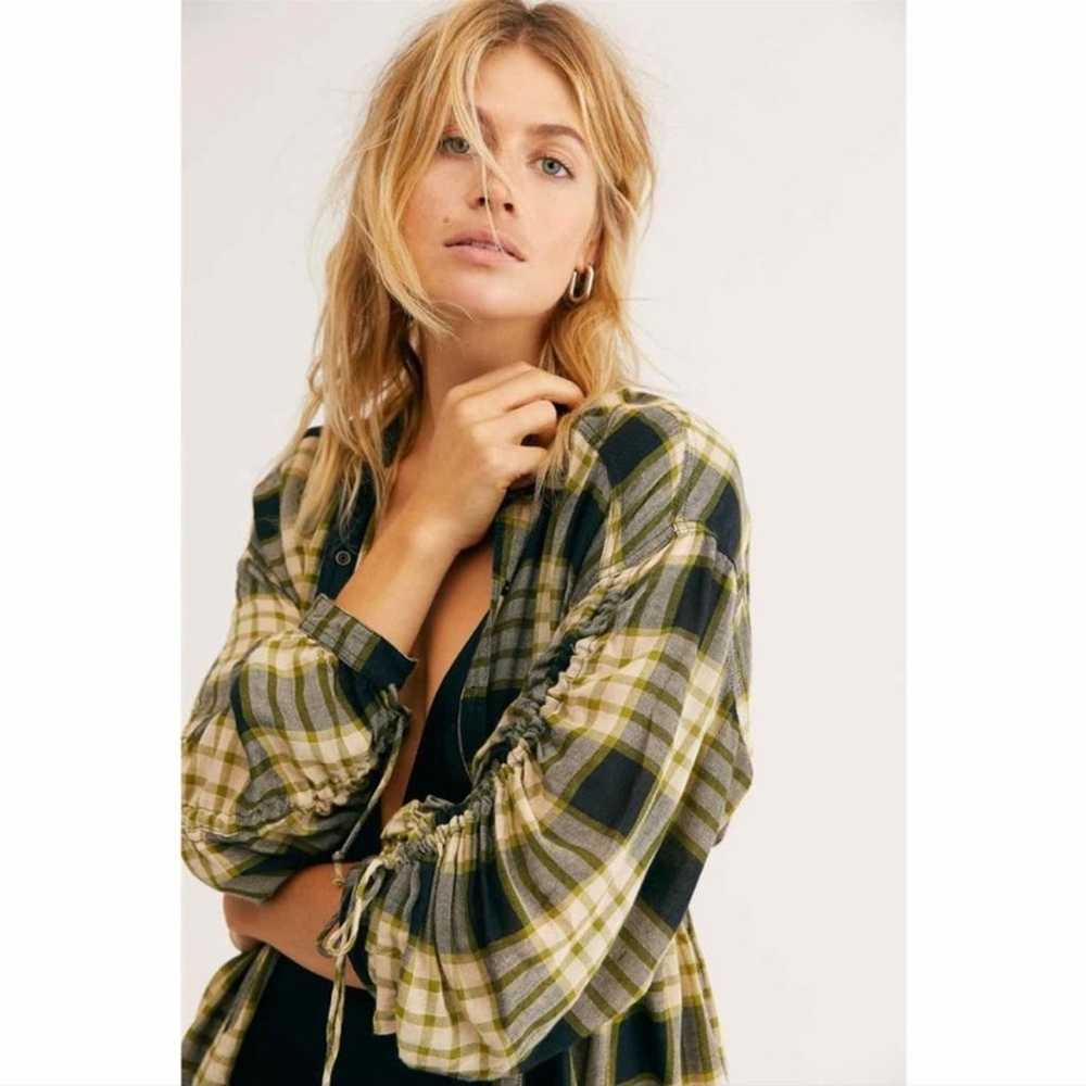 Free People We The Free Black and Green Plaid Pac… - image 3