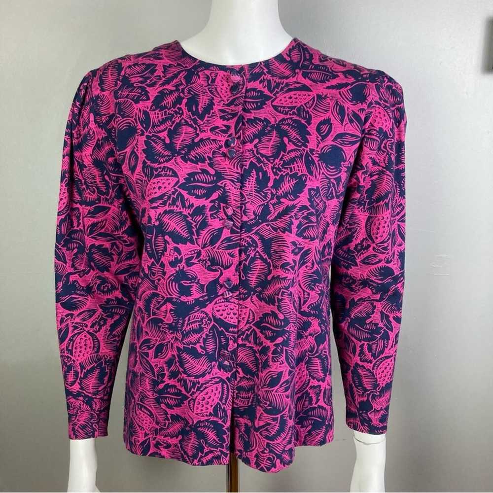 Laura Ashley top small medium vintage tropical pr… - image 1