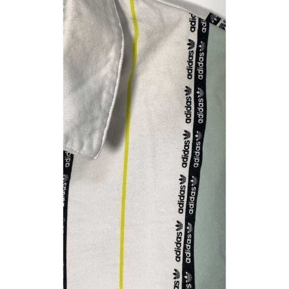 Adidas Striped Long Sleeve Cropped Polo Shirt Mul… - image 2