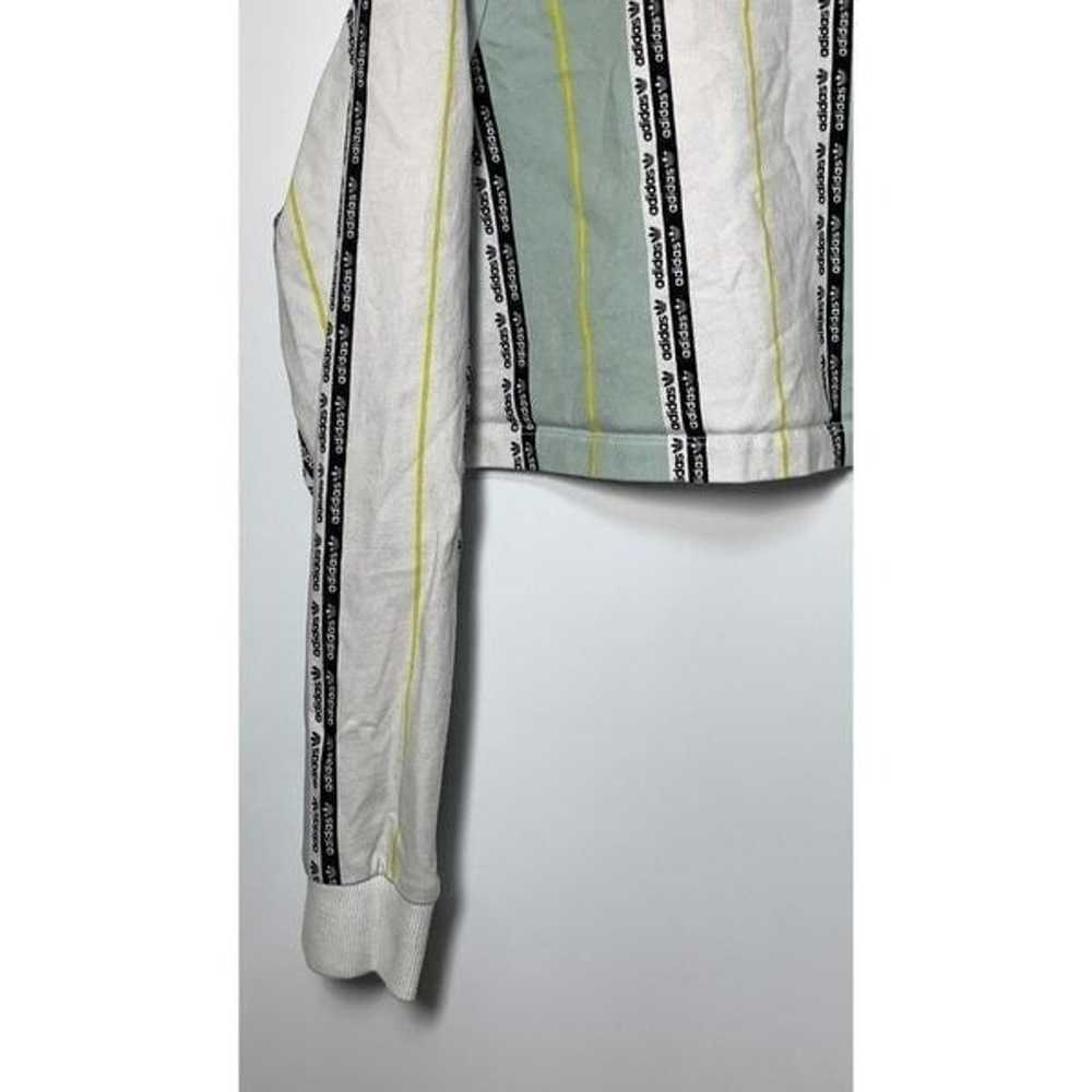 Adidas Striped Long Sleeve Cropped Polo Shirt Mul… - image 3