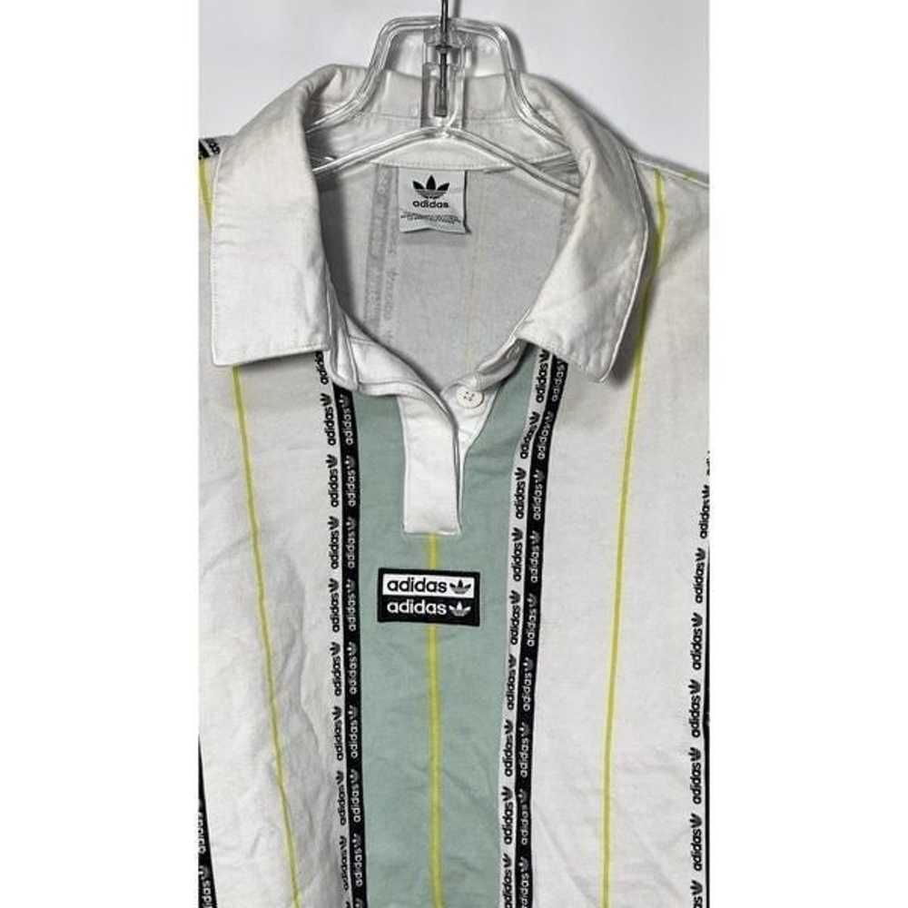 Adidas Striped Long Sleeve Cropped Polo Shirt Mul… - image 4