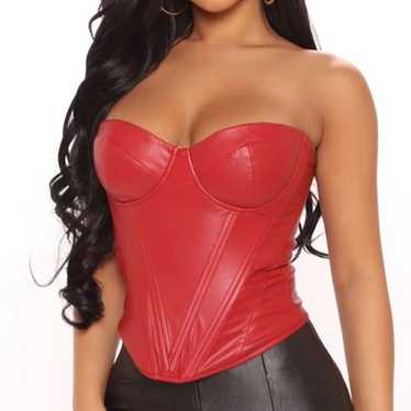 NEVER WORN. Red Bustier Faux Leather Corset. Plea… - image 1