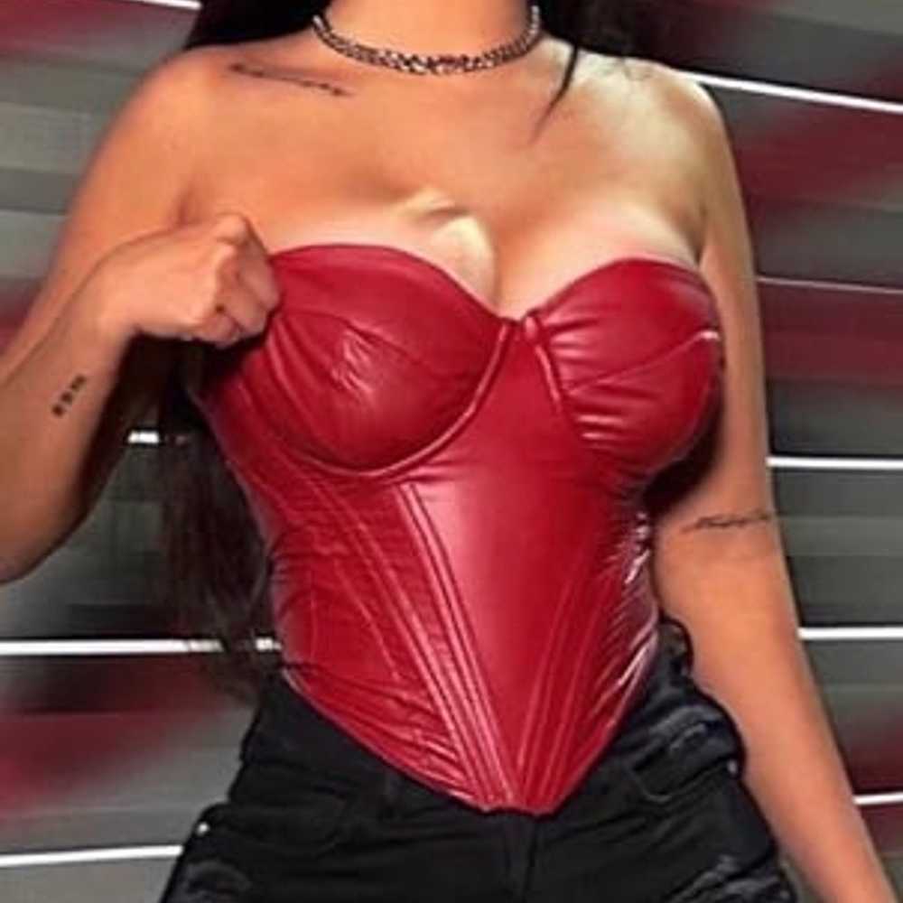NEVER WORN. Red Bustier Faux Leather Corset. Plea… - image 4