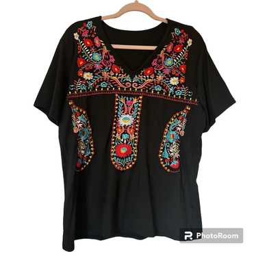 Heavily Embroidered Plus Size 2XL Floral Blouse M… - image 1