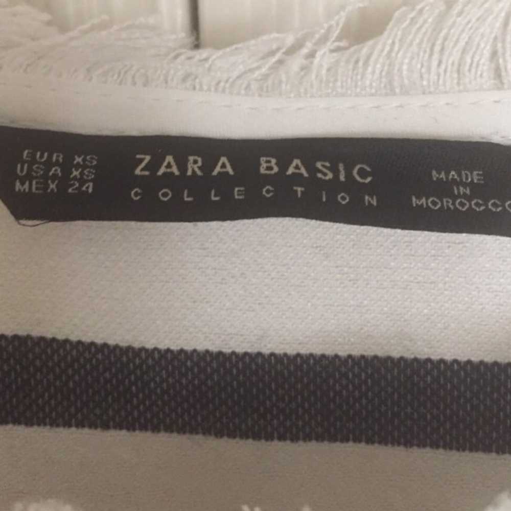 Zara Blue White Frayed Striped Shirt Top - image 5