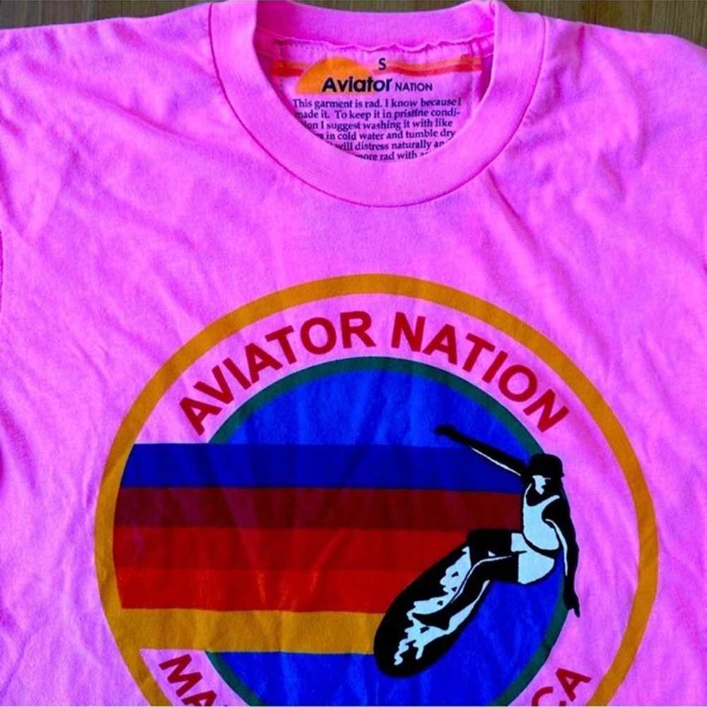 NWOT AVIATOR NATION NEON PINK BOYFRIEND TEE - image 2