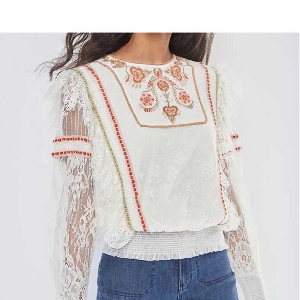 Anthropologie Bl-nk London embroidered lace blous… - image 12