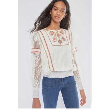 Anthropologie Bl-nk London embroidered lace blous… - image 1