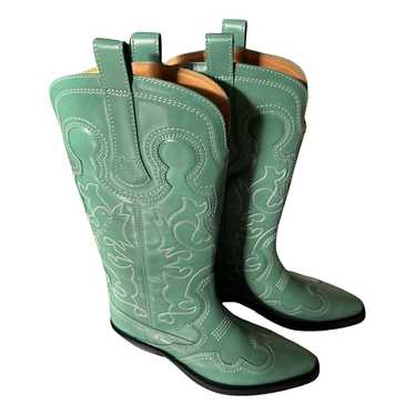 Ganni Leather western boots