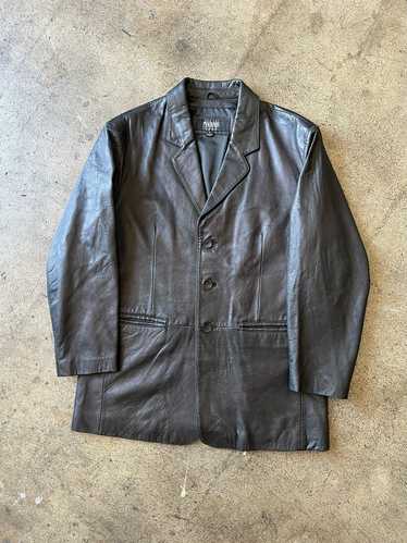 2000s Wilsons Faded Black Long Leather Jacket