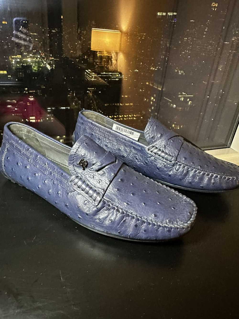 Other Navy Blue Textured Loafers With Tassels - image 4