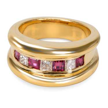 Chanel Channel Set Diamond & Ruby Band in 18KT Ye… - image 1